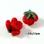 5048 - (2 buc) Margele de lampa / lampwork, rosu intens, floare