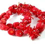 5064 - MIX, coral rosu freeform, cristale de sticla, margele de nisip, rosu