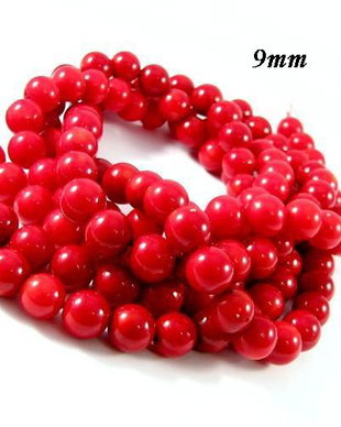 5065 - (20buc) Margele coral rosu, sfere 9mm