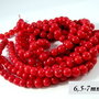 5066 - (20buc) Margele coral rosu, sfere 6,5-7mm