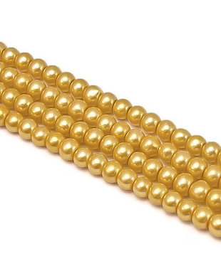 Perle de sticla aurii, sfere 4 mm - 10 buc  (cod 2-16)