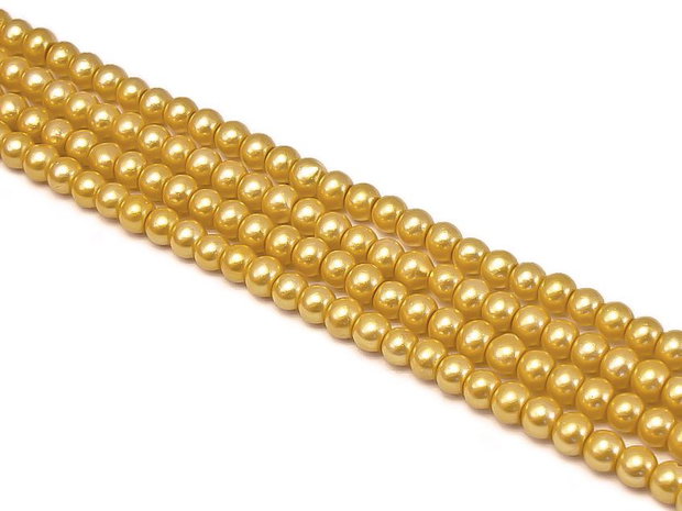 Perle de sticla aurii, sfere 4 mm - 10 buc  (cod 2-16)