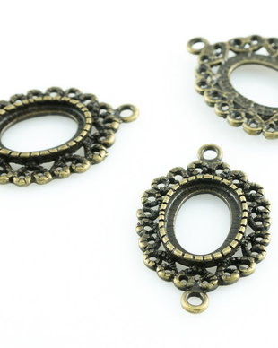 S850 Conector baza cabochon bronz antichizat 30x19mm