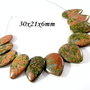 5094 - SET, 11 piese, unakite, verde kaki caramiziu, picatura