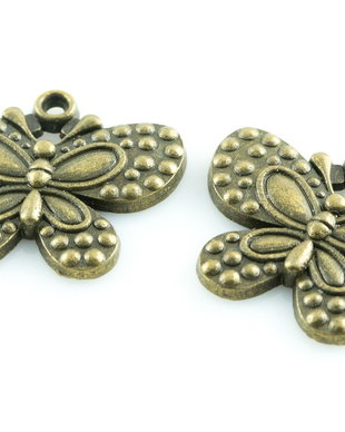 S1027 Charms bronz, fluture, 20x24mm