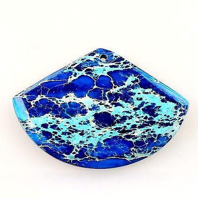 5082 # Pandantiv, variscite, evantai, bleu albastru, 49x35x7mm