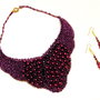 Set " perle si cristale magenta"