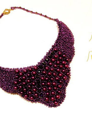 Set " perle si cristale magenta"