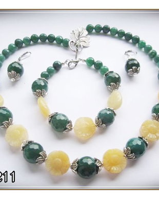 SET - JAD VERDE, CALCIT GALBEN SI QUART GOLDEN