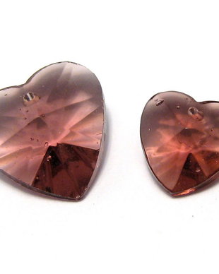 Pandantiv din sticla, inimioara fumurie, 14x8 mm