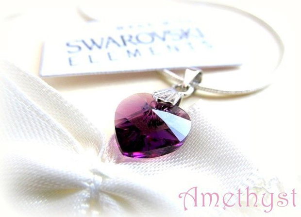 Pandantiv inima Swarovski Amethyst REZERVAT!