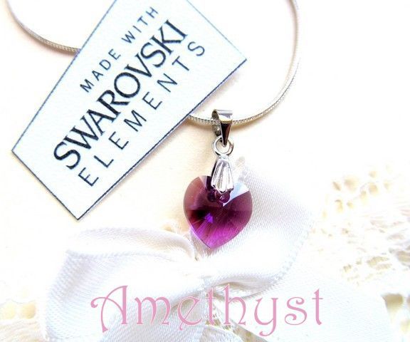 Pandantiv inima Swarovski Amethyst REZERVAT!