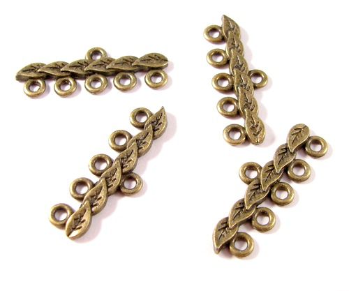 5123 - (2buc) Conector / link, multisir, bronz