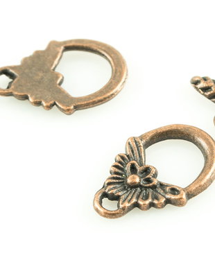 P784 Incuietoare toggle floare cupru antichizat 18x17mm
