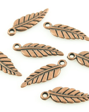 P379 Charms frunza cupru 20x7mm