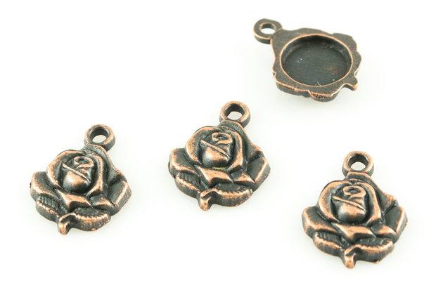 P382 Charms trandafir cupru 20x14mm