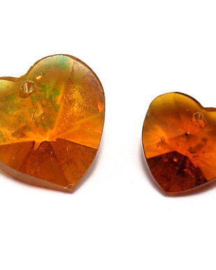 Pandantiv din sticla, inimioara maro, 14x8 mm