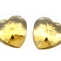 Pandantiv din sticla, inimioara galbena, 18x9 mm