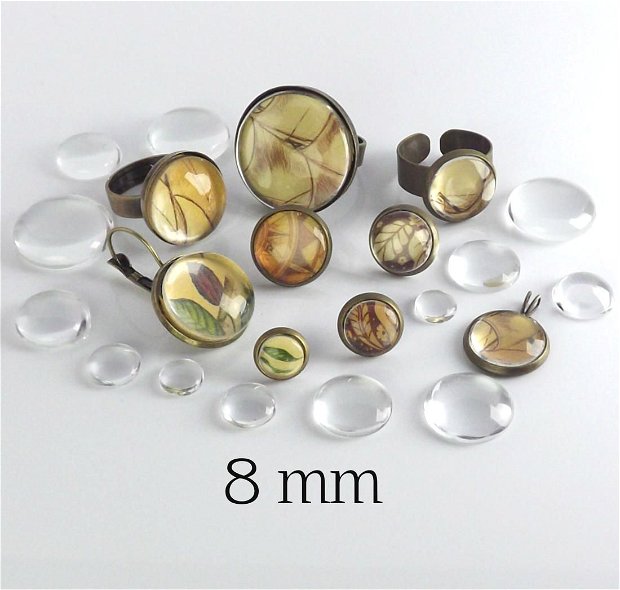 Cabochon sticla, 8 mm