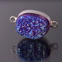 Conector oval cu agata druzy electroplacata in rama argintata
