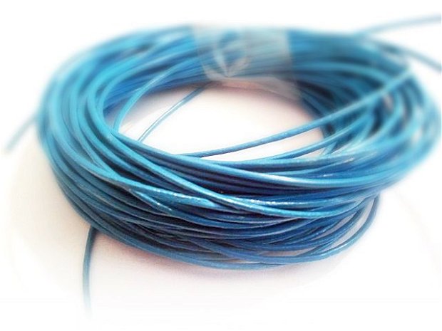 Snur piele naturala albastru turcoaz 1mm ( 1m)  (ELGE 10)