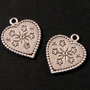 5146 # (2buc) Charms, zamac argintat, inima, 26x22mm