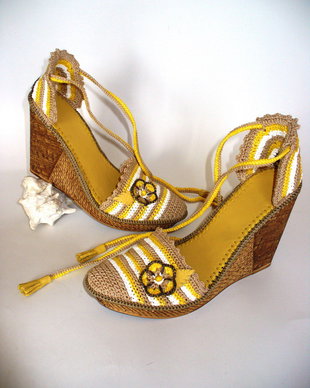 Sandale crosetate, cu platforma