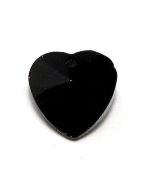 Pandantiv din sticla, inimioara neagra, 10x5 mm
