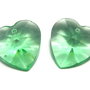 Pandantiv din sticla, inimioara verde, 18x9 mm