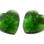Pandantiv din sticla, inimioara verde inchis, 18x9 mm