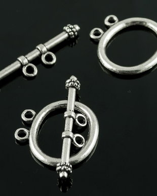 G134 Inchizatori ovale din argint tibetan pentru 2 siruri 22x22mm