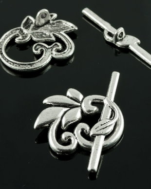E1102 Inchizatori frunze toggle, argintiu antic