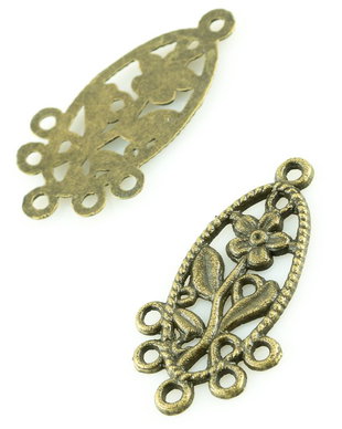 I828 Chandelier metalic bronzat floricele 34x18mm