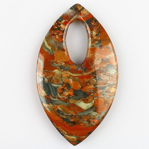 5087 - Pandantiv, poppy jasper, 76x44x8mm