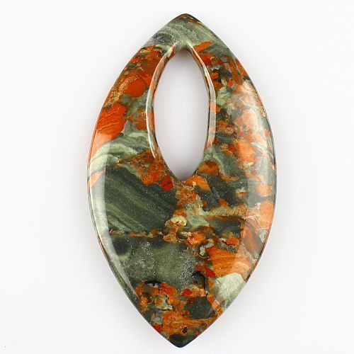 5178 - Pandantiv, poppy jasper, 76x43x7mm