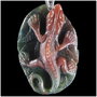 5106 - Pandantiv, soparla / gecko sculptata, fancy agate, verde roscat, 64x43x15mm