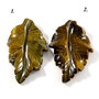 4236 - (1buc) Pandantiv, frunza sculptata, ochi de tigru, 42x26-27mm
