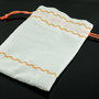 Saculeti din panza alba cu cusaturi decorative portocalii, 12.5x9.5cm