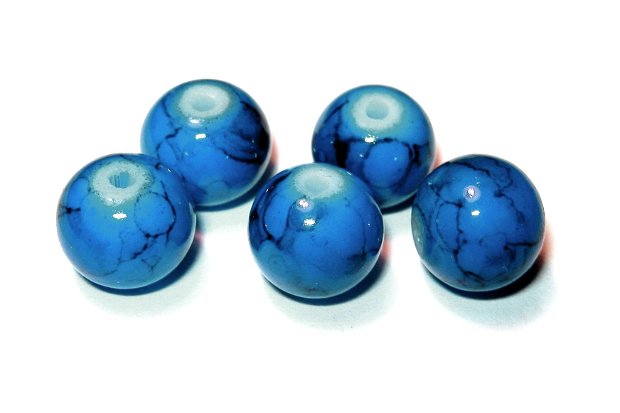 Margele din sticla, rotunde, 6 mm, albastre