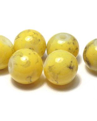 Margele din sticla, rotunde, 6 mm, galbene