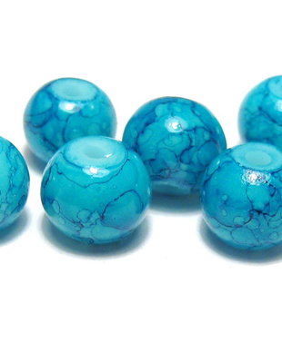 Margele din sticla, rotunde, 6 mm, albastre