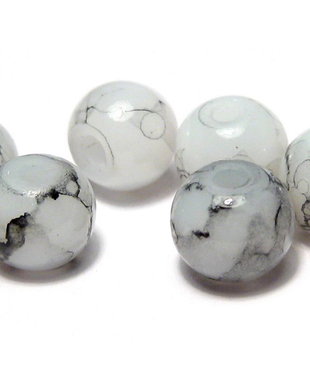 Margele din sticla, rotunde, 6 mm, gri