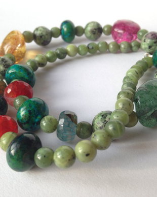 Colier mix pietre semipretioase verde