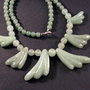 5220 - SET, 6 piese, pandantiv, baza colier, frunze sculptate, aventurin verde