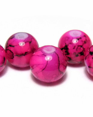 Margele din sticla, rotunde, 8 mm, siclam