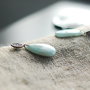 Amazonite - cercei cu lacrimi masive de amazonit natural mandale placate cu bronz