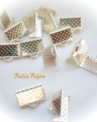 (10 bucati) Capat argintiu pentru snur sau organza aprox 10x8 mm