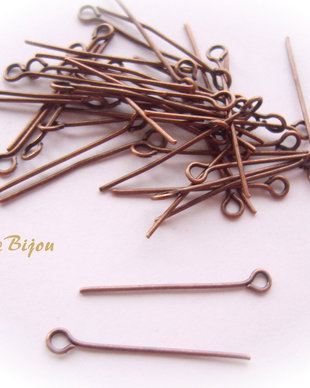 (50 bucati) Ace cu bucla 25 mm finisaj cupru