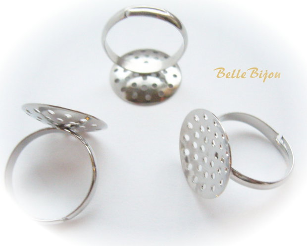 Baza inel reglabila argintie cu sita de aprox 17.5 mm