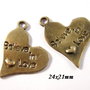 5326 - (2buc) Charms, aliaj bronz, inimioare